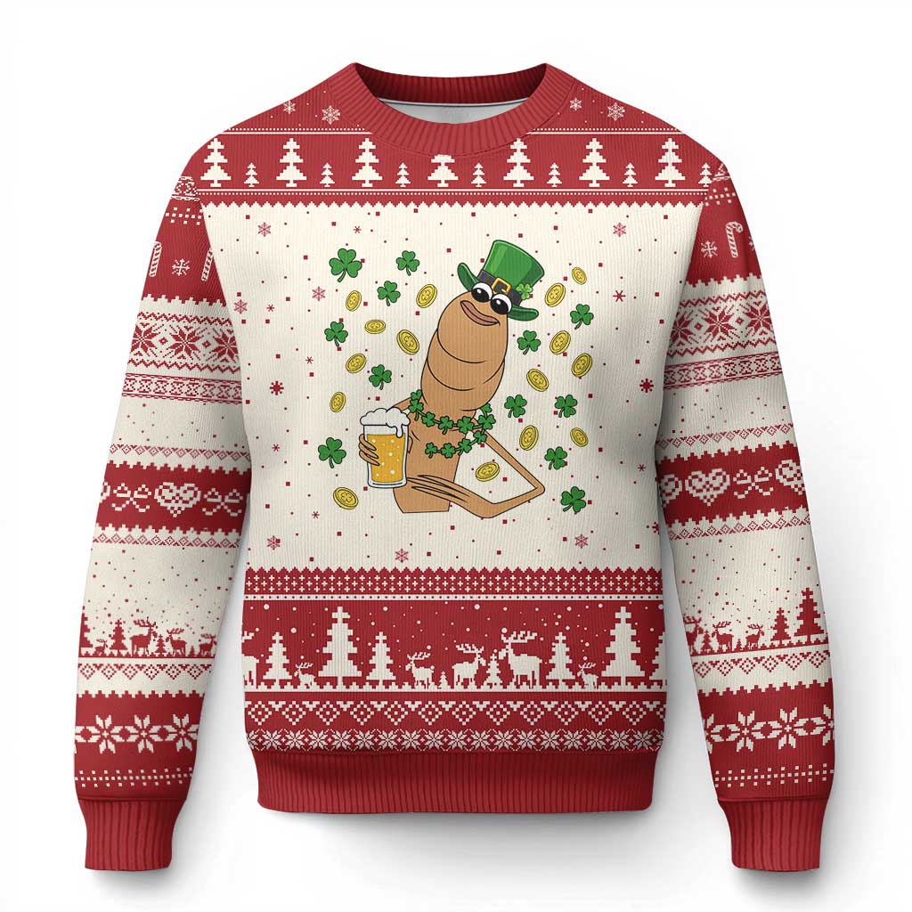 Marcus The Worm St Patricks Day Ugly Christmas Sweater Funny Drinking Irish Beer Ireland TS14 Beige Red Print Your Wear