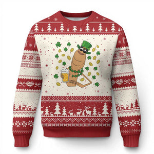 Marcus The Worm St Patricks Day Ugly Christmas Sweater Funny Drinking Irish Beer Ireland TS14 Beige Red Print Your Wear