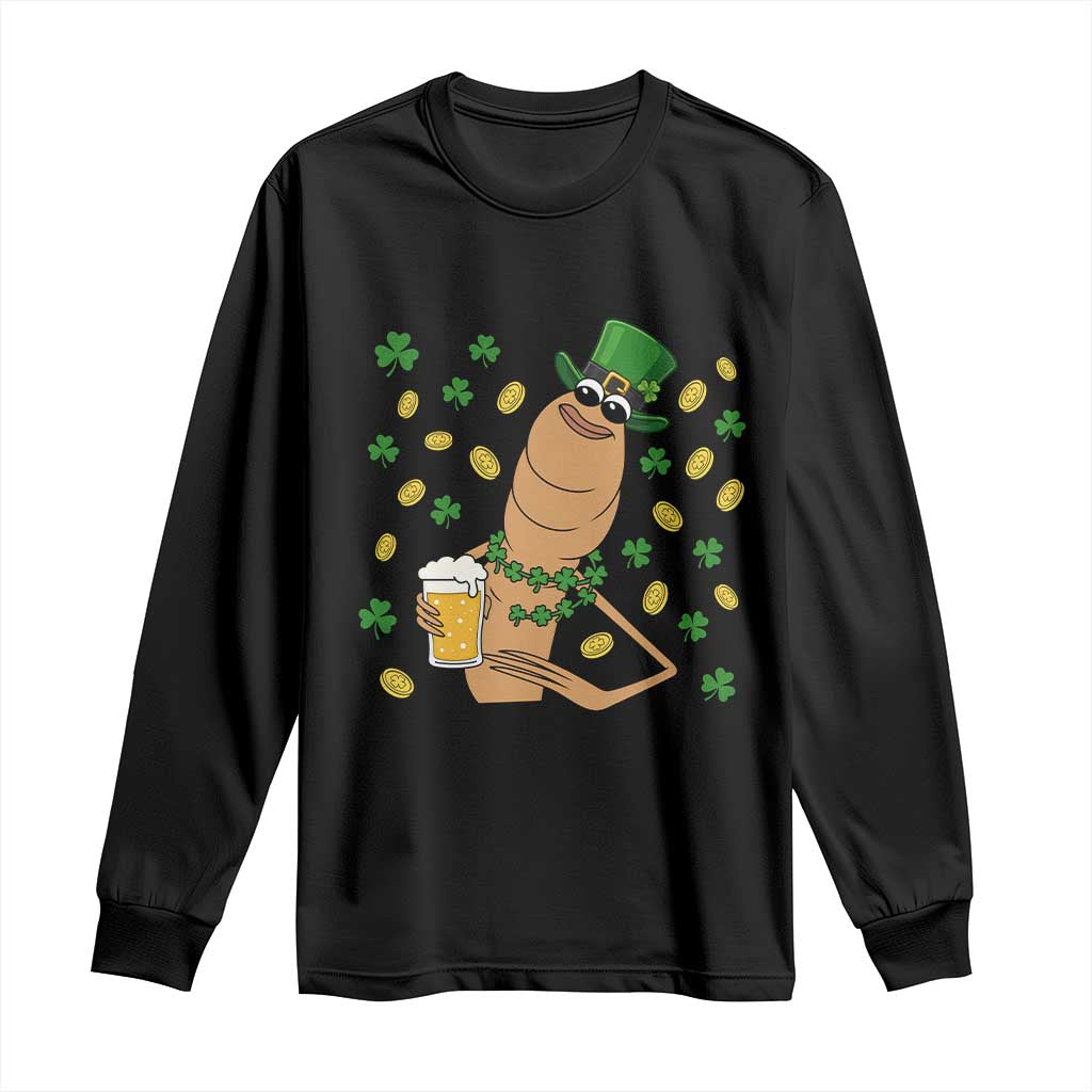 Marcus The Worm St Patricks Day Long Sleeve Shirt Funny Drinking Irish Beer Ireland TS14 Black Print Your Wear