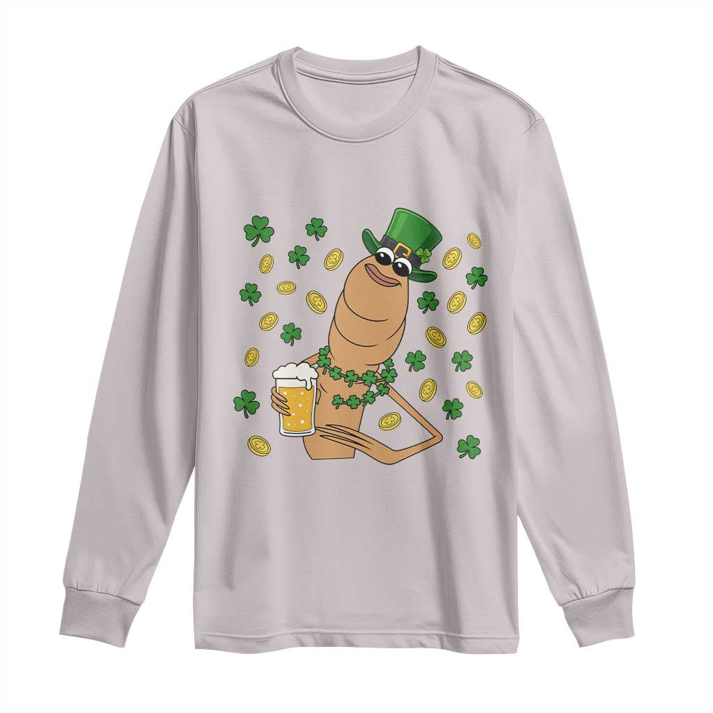Marcus The Worm St Patricks Day Long Sleeve Shirt Funny Drinking Irish Beer Ireland TS14 Ice Gray Print Your Wear