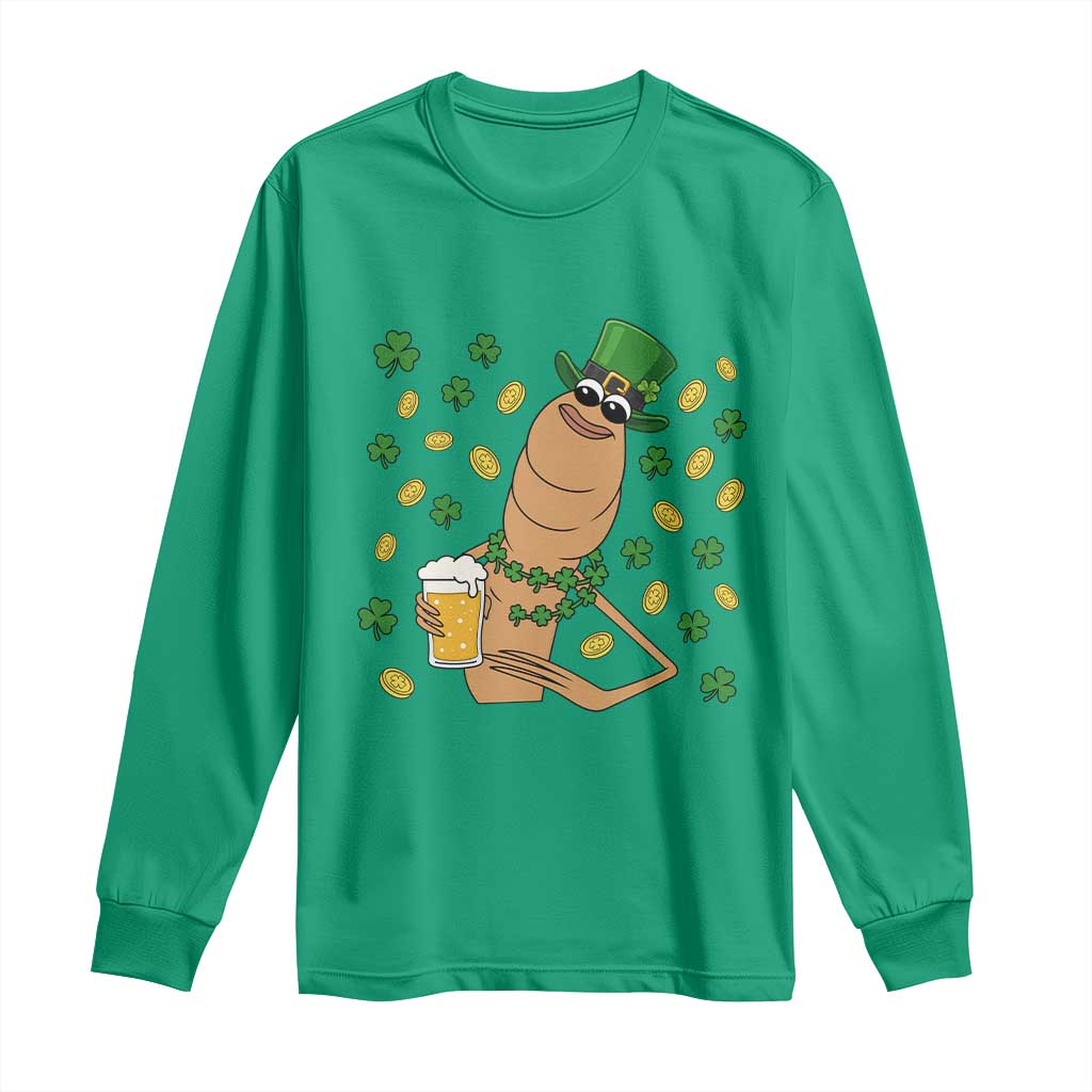 Marcus The Worm St Patricks Day Long Sleeve Shirt Funny Drinking Irish Beer Ireland TS14 Irish Green Print Your Wear