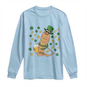 Marcus The Worm St Patricks Day Long Sleeve Shirt Funny Drinking Irish Beer Ireland TS14 Light Blue Print Your Wear