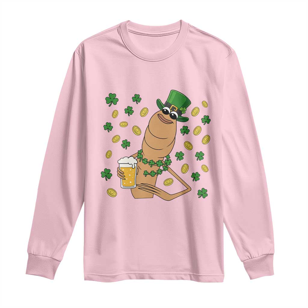 Marcus The Worm St Patricks Day Long Sleeve Shirt Funny Drinking Irish Beer Ireland TS14 Light Pink Print Your Wear