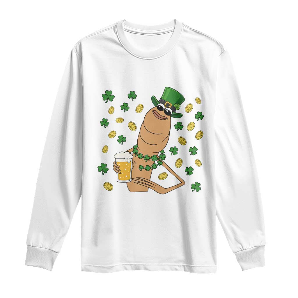 Marcus The Worm St Patricks Day Long Sleeve Shirt Funny Drinking Irish Beer Ireland TS14 White Print Your Wear