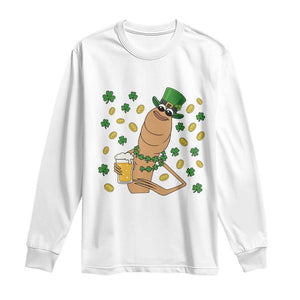 Marcus The Worm St Patricks Day Long Sleeve Shirt Funny Drinking Irish Beer Ireland TS14 White Print Your Wear