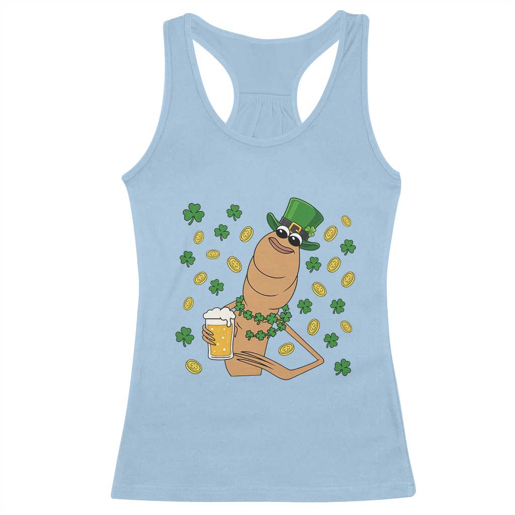 Marcus The Worm St Patricks Day Racerback Tank Top Funny Drinking Irish Beer Ireland TS14 Light Blue Print Your Wear