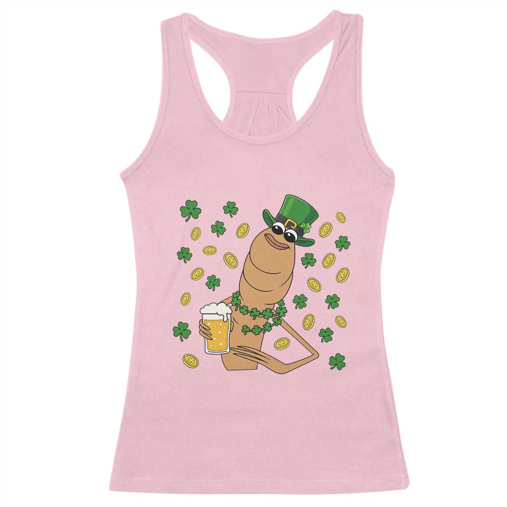Marcus The Worm St Patricks Day Racerback Tank Top Funny Drinking Irish Beer Ireland TS14 Light Pink Print Your Wear