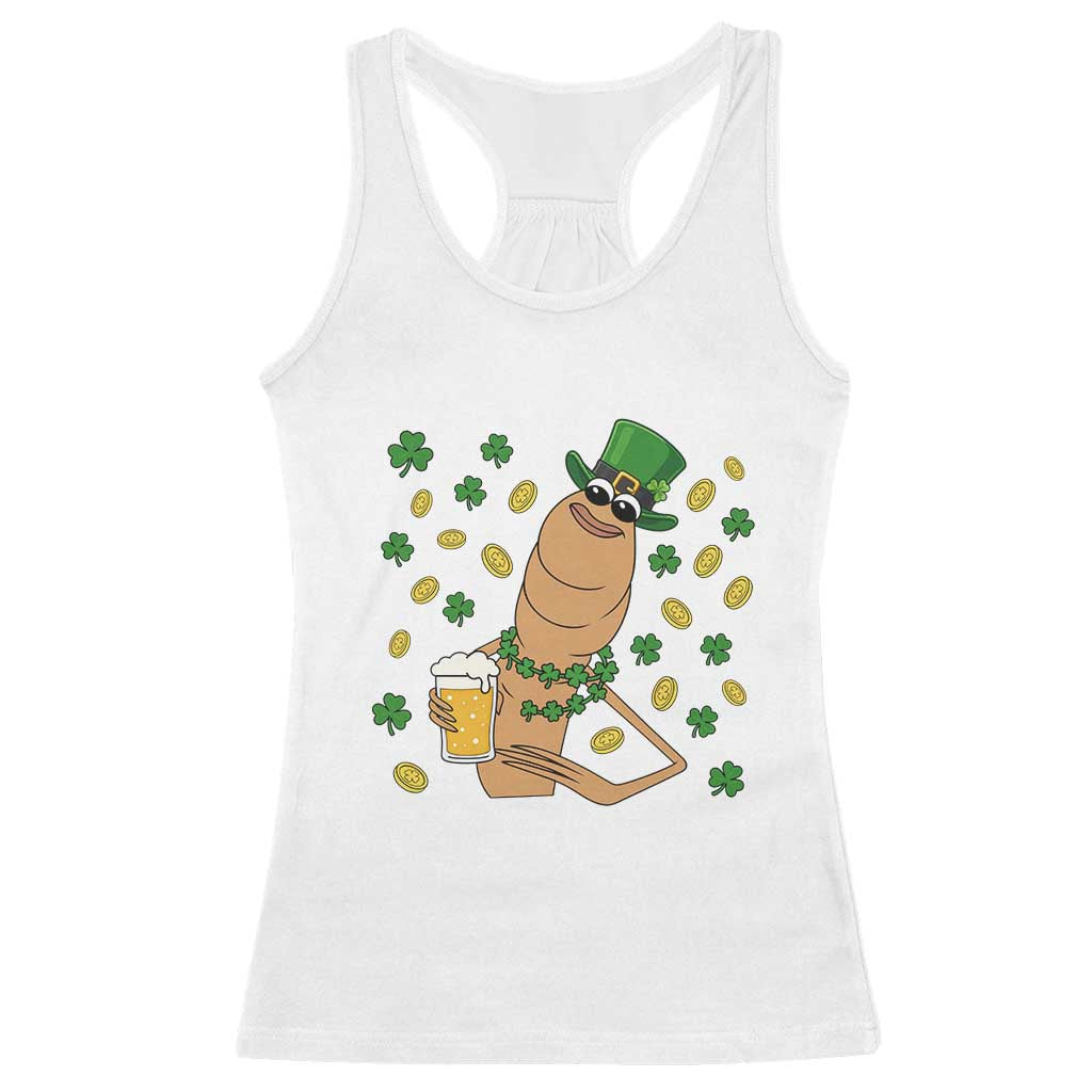 Marcus The Worm St Patricks Day Racerback Tank Top Funny Drinking Irish Beer Ireland TS14 White Print Your Wear