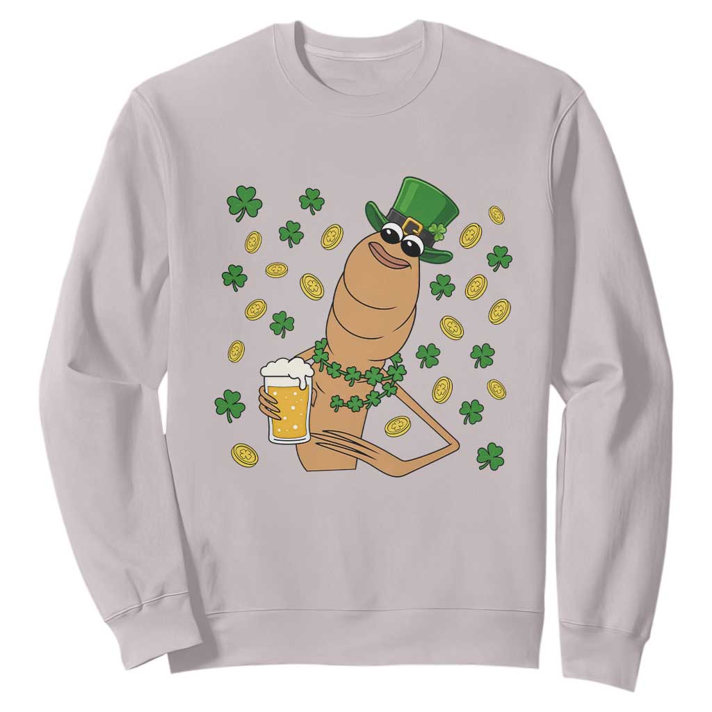 Marcus The Worm St Patricks Day Sweatshirt Funny Drinking Irish Beer Ireland TS14 Ice Gray Print Your Wear