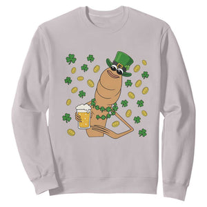 Marcus The Worm St Patricks Day Sweatshirt Funny Drinking Irish Beer Ireland TS14 Ice Gray Print Your Wear