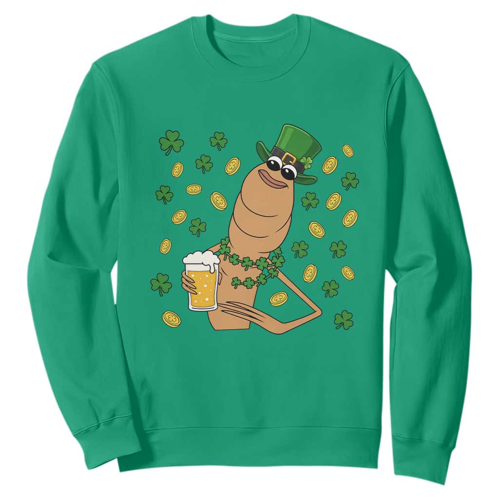 Marcus The Worm St Patricks Day Sweatshirt Funny Drinking Irish Beer Ireland TS14 Irish Green Print Your Wear