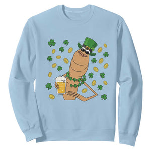 Marcus The Worm St Patricks Day Sweatshirt Funny Drinking Irish Beer Ireland TS14 Light Blue Print Your Wear