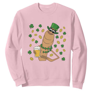 Marcus The Worm St Patricks Day Sweatshirt Funny Drinking Irish Beer Ireland TS14 Light Pink Print Your Wear