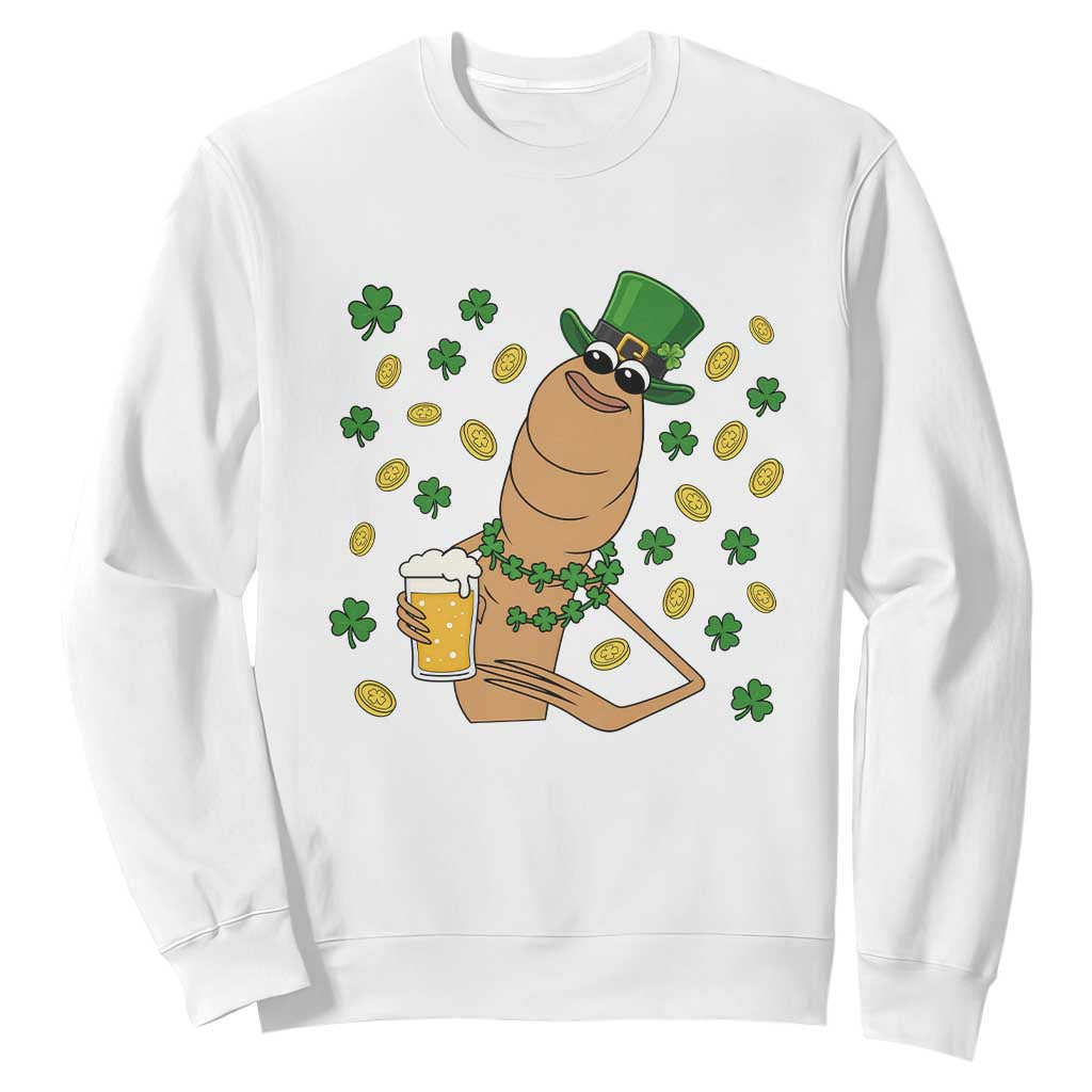 Marcus The Worm St Patricks Day Sweatshirt Funny Drinking Irish Beer Ireland TS14 White Print Your Wear