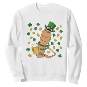 Marcus The Worm St Patricks Day Sweatshirt Funny Drinking Irish Beer Ireland TS14 White Print Your Wear