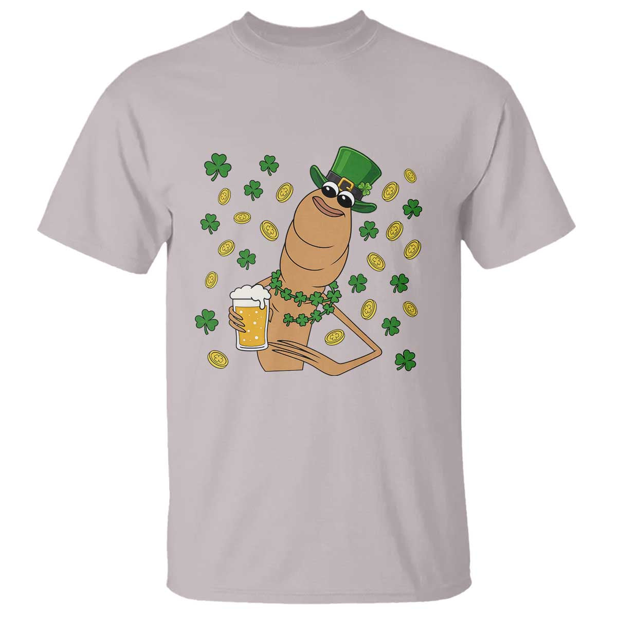 Marcus The Worm St Patricks Day T Shirt Funny Drinking Irish Beer Ireland TS14 Ice Gray Print Your Wear