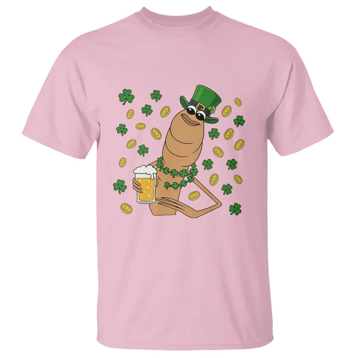Marcus The Worm St Patricks Day T Shirt Funny Drinking Irish Beer Ireland TS14 Light Pink Print Your Wear