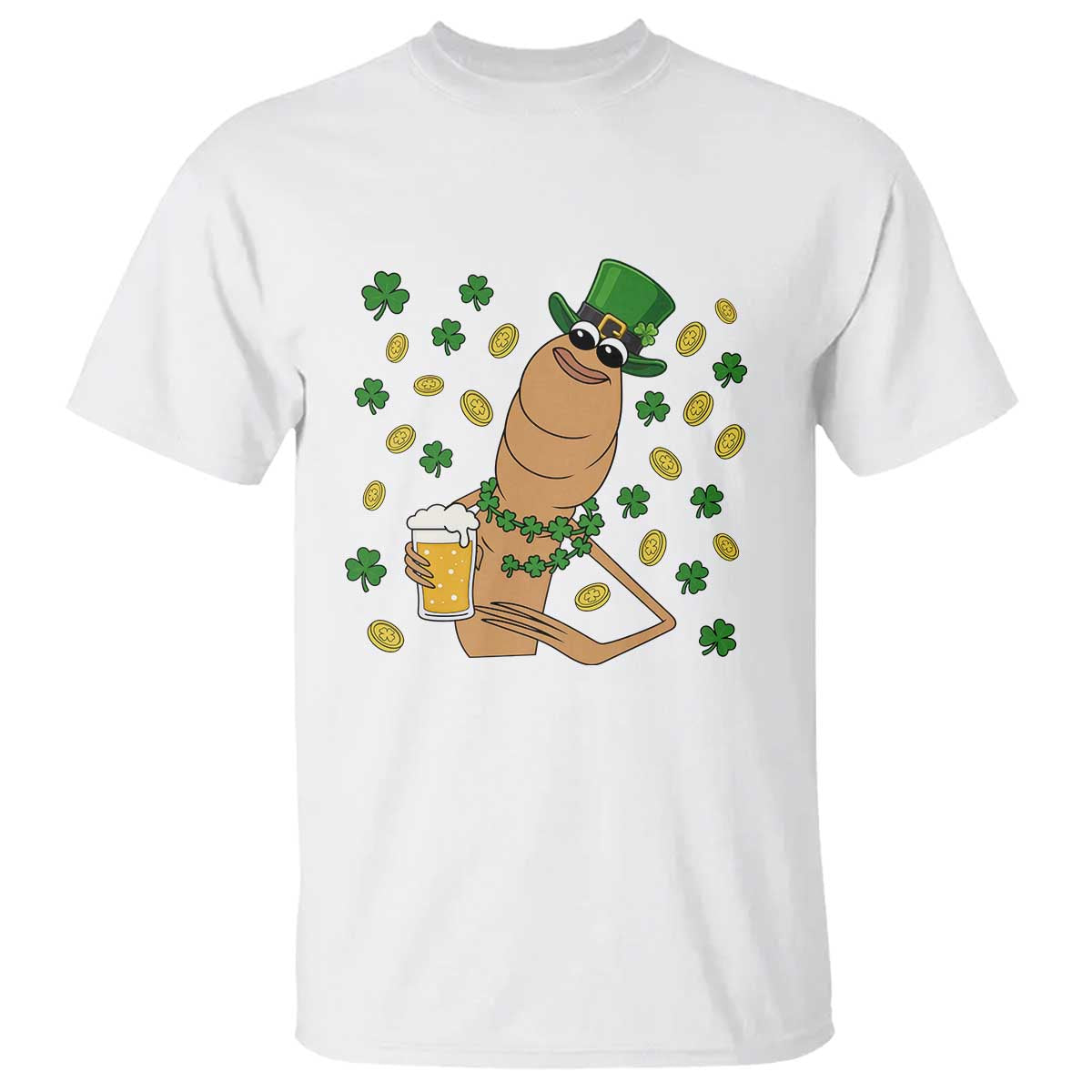 Marcus The Worm St Patricks Day T Shirt Funny Drinking Irish Beer Ireland TS14 White Print Your Wear