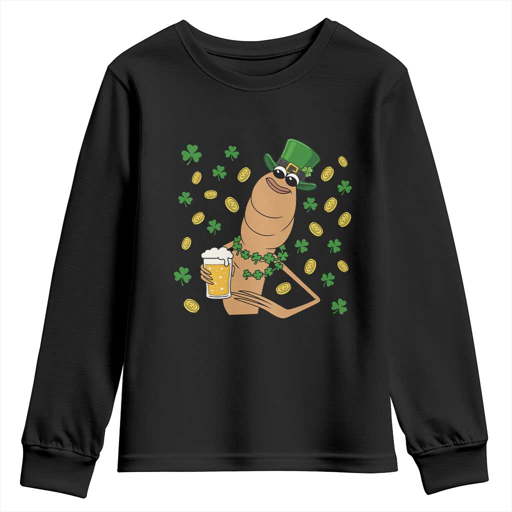 Marcus The Worm St Patricks Day Youth Sweatshirt Funny Drinking Irish Beer Ireland TS14 Black Print Your Wear