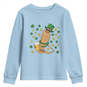 Marcus The Worm St Patricks Day Youth Sweatshirt Funny Drinking Irish Beer Ireland TS14 Light Blue Print Your Wear