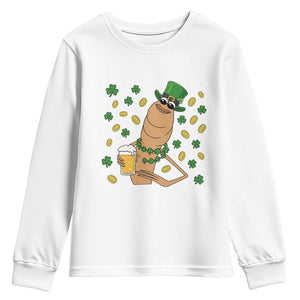 Marcus The Worm St Patricks Day Youth Sweatshirt Funny Drinking Irish Beer Ireland TS14 White Print Your Wear
