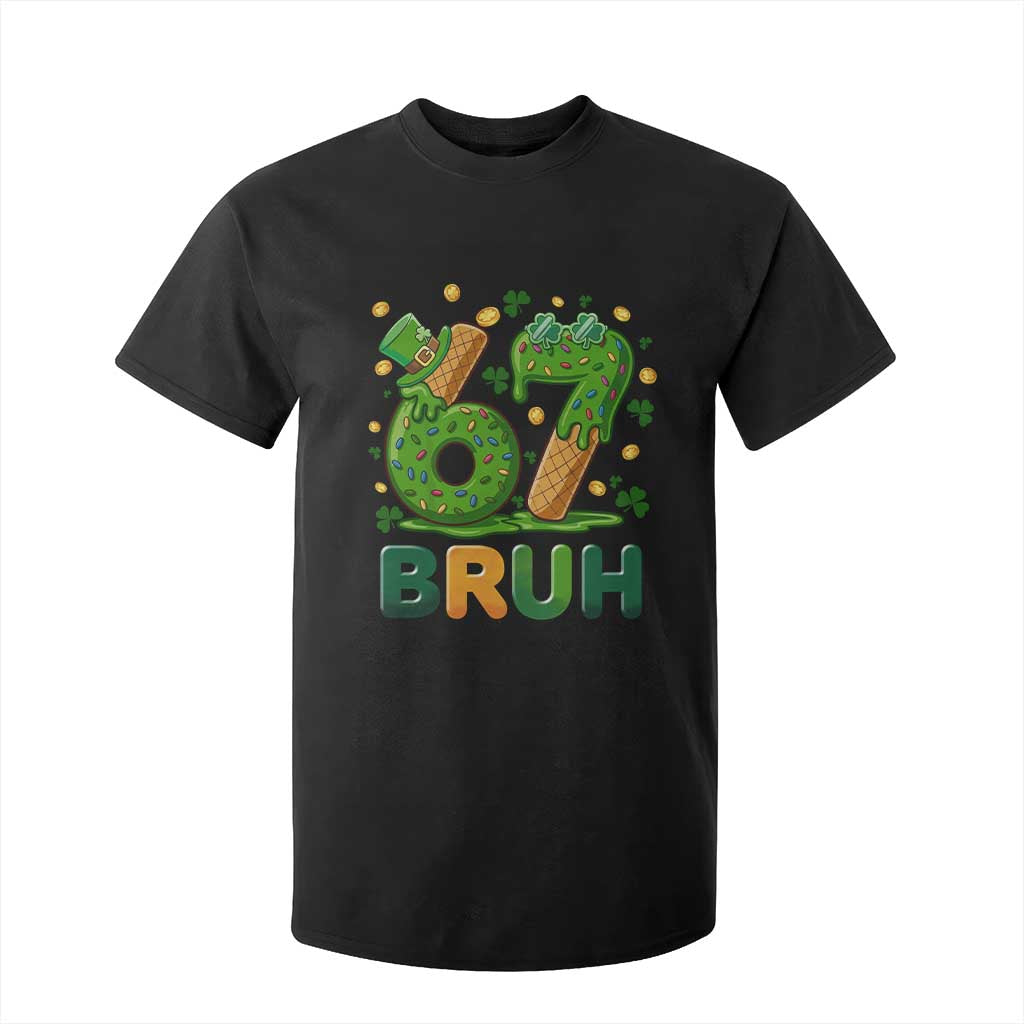67 St Patricks Day T Shirt For Kid Funny Six Seven Bruh Meme TS14 Black Print Your Wear