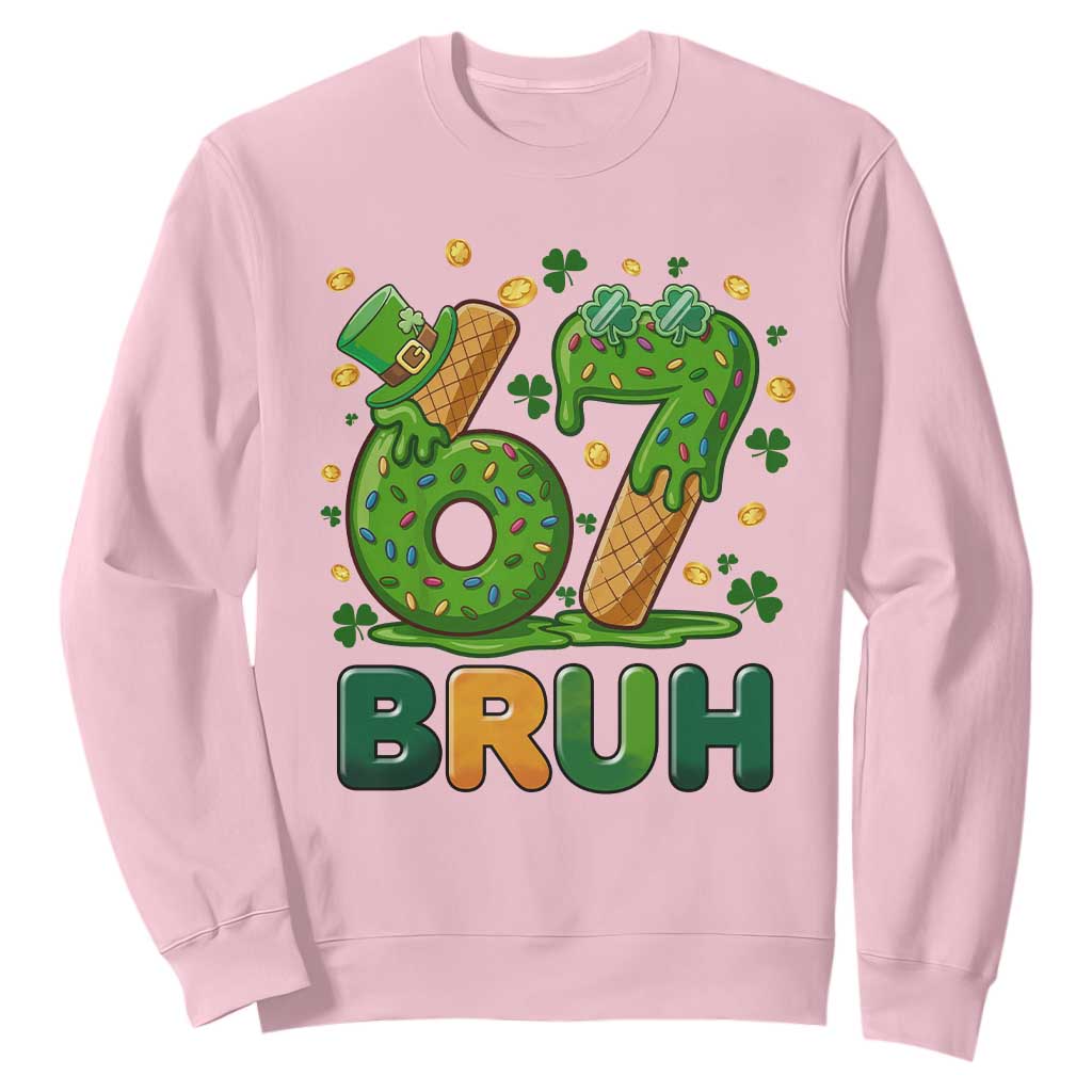 67 St Patricks Day Sweatshirt Funny Six Seven Bruh Meme TS14 Light Pink Print Your Wear