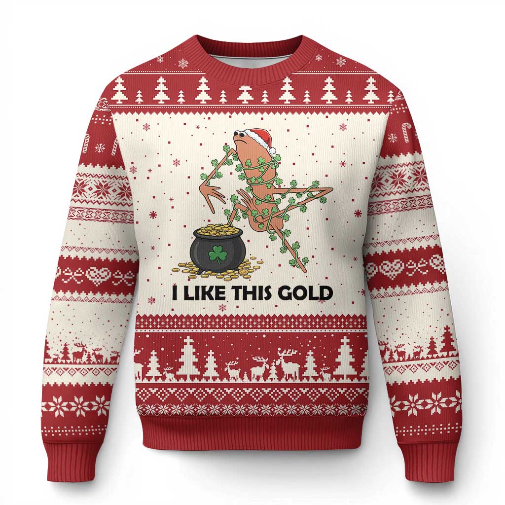 Marcus The Worm St Patricks Day Ugly Christmas Sweater I Like This Gold TS14 Beige Red Print Your Wear