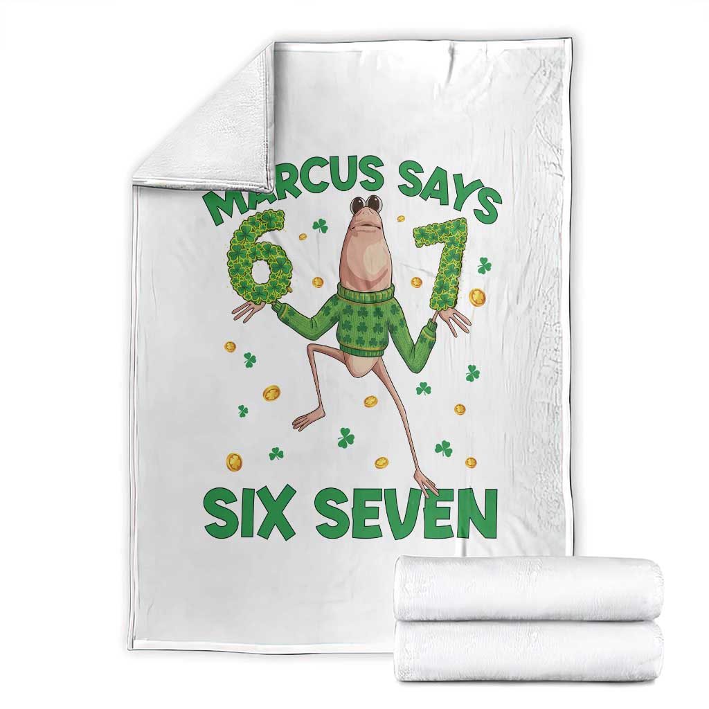 Marcus The Worm St Patricks Day Throw Blanket Funny 67 Six Seven Hands Meme TS14 White Print Your Wear