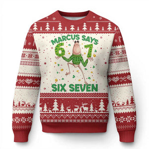 Marcus The Worm St Patricks Day Ugly Christmas Sweater Funny 67 Six Seven Hands Meme TS14 Beige Red Print Your Wear