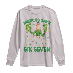 Marcus The Worm St Patricks Day Long Sleeve Shirt Funny 67 Six Seven Hands Meme TS14 Ice Gray Print Your Wear