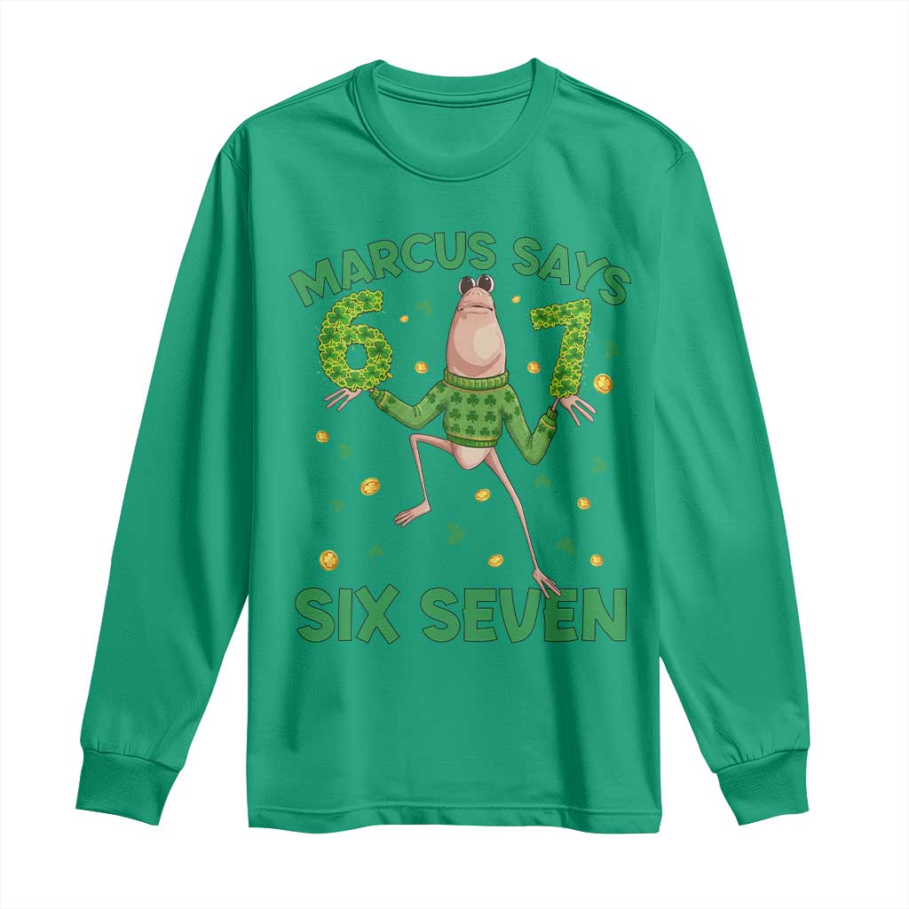Marcus The Worm St Patricks Day Long Sleeve Shirt Funny 67 Six Seven Hands Meme TS14 Irish Green Print Your Wear