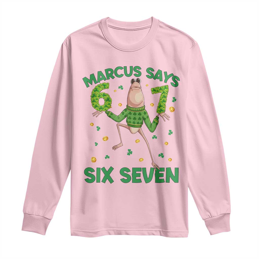 Marcus The Worm St Patricks Day Long Sleeve Shirt Funny 67 Six Seven Hands Meme TS14 Light Pink Print Your Wear