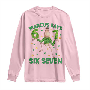 Marcus The Worm St Patricks Day Long Sleeve Shirt Funny 67 Six Seven Hands Meme TS14 Light Pink Print Your Wear