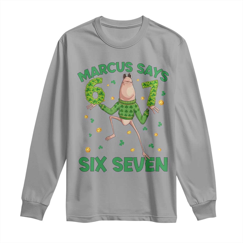 Marcus The Worm St Patricks Day Long Sleeve Shirt Funny 67 Six Seven Hands Meme TS14 Sport Gray Print Your Wear
