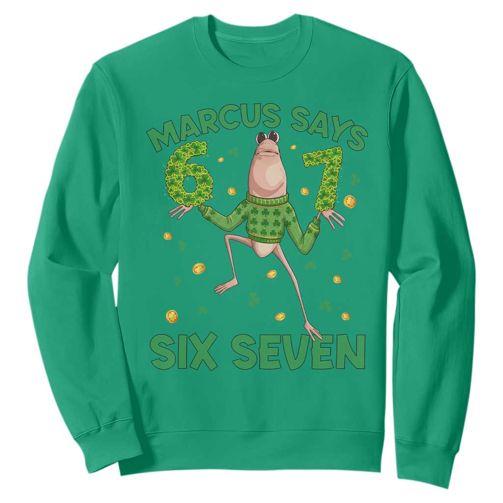 Marcus The Worm St Patricks Day Sweatshirt Funny 67 Six Seven Hands Meme TS14 Irish Green Print Your Wear