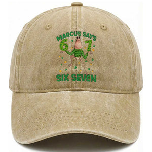 Marcus The Worm St Patricks Day Washed Cotton Baseball Cap Funny 67 Six Seven Hands Meme TS14 Washed Cap Universal Fit Khaki Print Your Wear