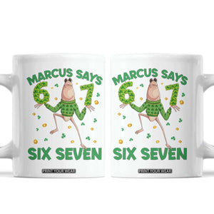 Marcus The Worm St Patricks Day Coffee Mug Funny 67 Six Seven Hands Meme TS14 White Print Your Wear