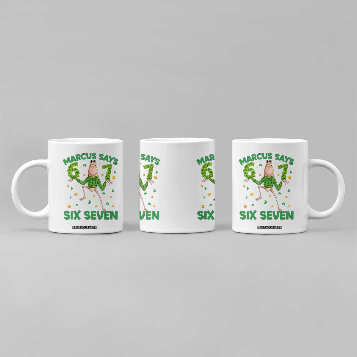 Marcus The Worm St Patricks Day Coffee Mug Funny 67 Six Seven Hands Meme TS14 Print Your Wear