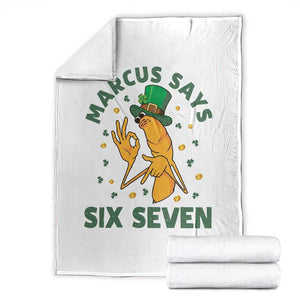 67 St Patricks Day Throw Blanket Funny Marcus The Worm Say Six Seven Meme TS14 White Print Your Wear