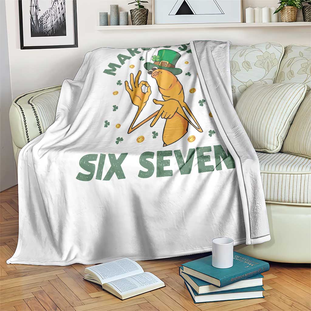 67 St Patricks Day Throw Blanket Funny Marcus The Worm Say Six Seven Meme TS14 Print Your Wear