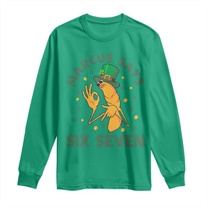 67 St Patricks Day Long Sleeve Shirt Funny Marcus The Worm Say Six Seven Meme TS14 Irish Green Print Your Wear