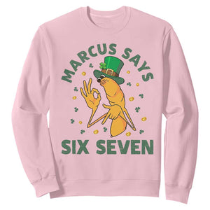 67 St Patricks Day Sweatshirt Funny Marcus The Worm Say Six Seven Meme TS14 Light Pink Print Your Wear