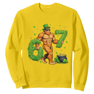 67 St Patricks Day Sweatshirt Funny Bigfoot Six Seven Shamrock Party Meme TS14 Daisy Print Your Wear