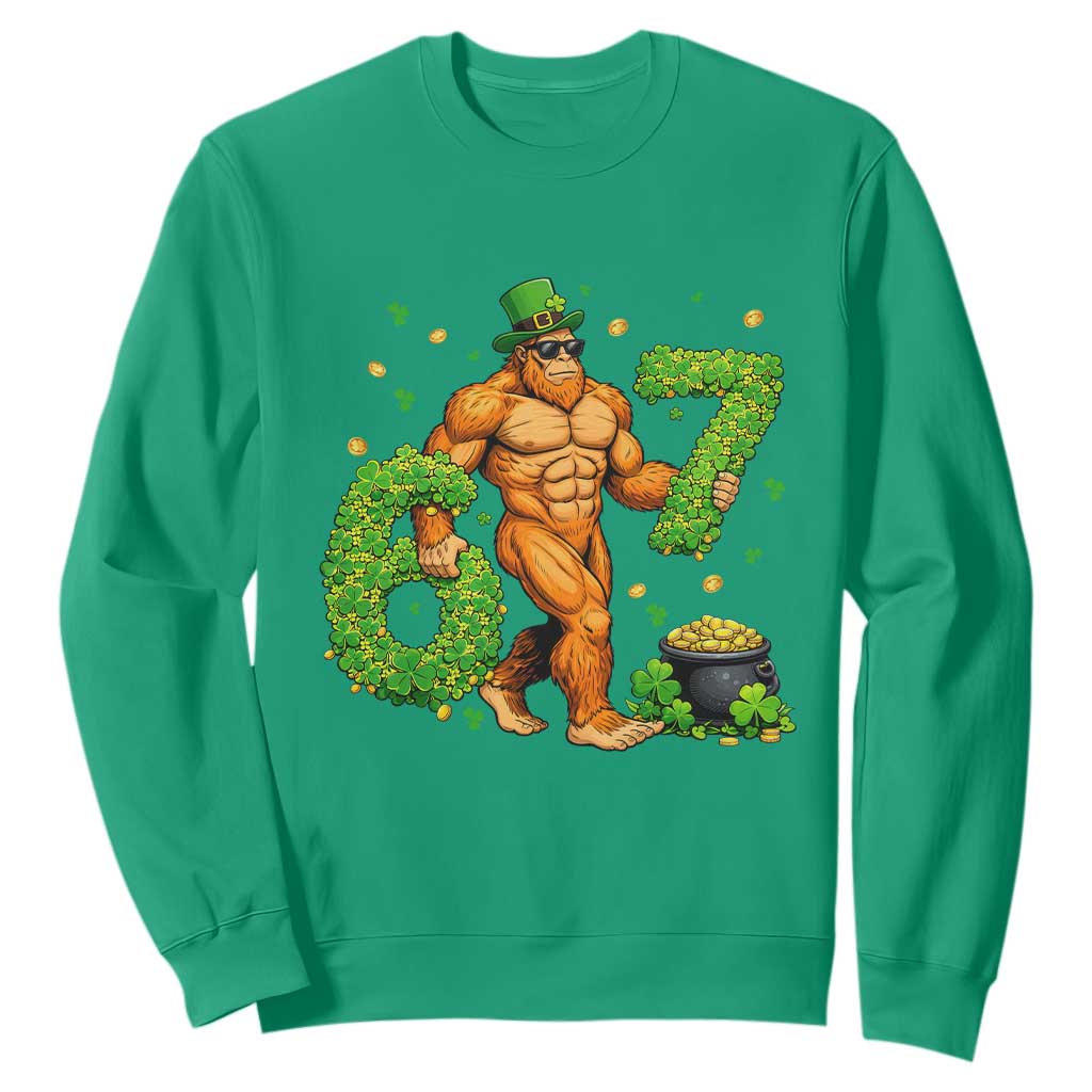 67 St Patricks Day Sweatshirt Funny Bigfoot Six Seven Shamrock Party Meme TS14 Irish Green Print Your Wear