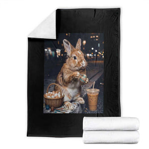 Easter Bunny Iced Coffee Throw Blanket Funny Rabbit Egg Painting TS14 Black Print Your Wear