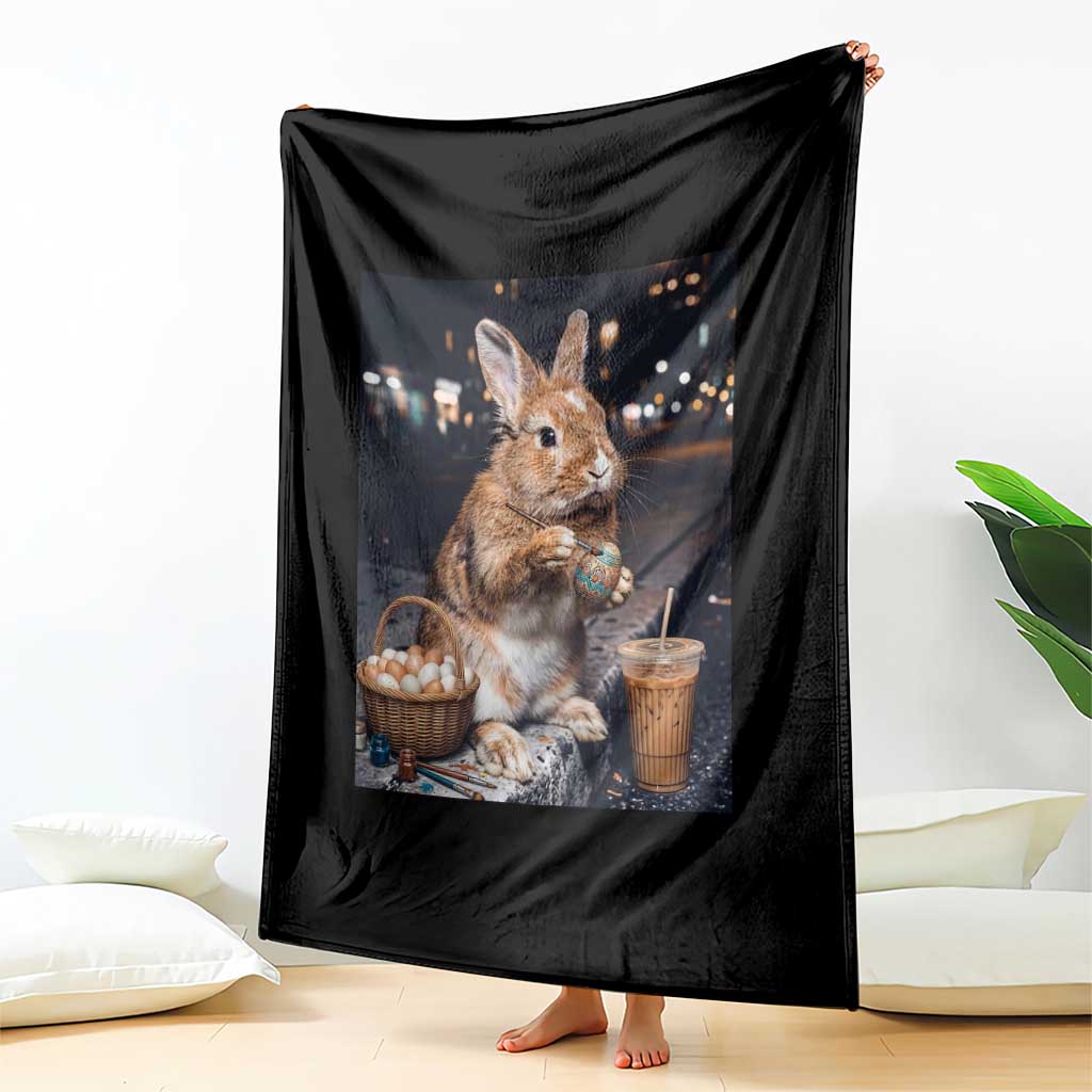 Easter Bunny Iced Coffee Throw Blanket Funny Rabbit Egg Painting TS14 Print Your Wear
