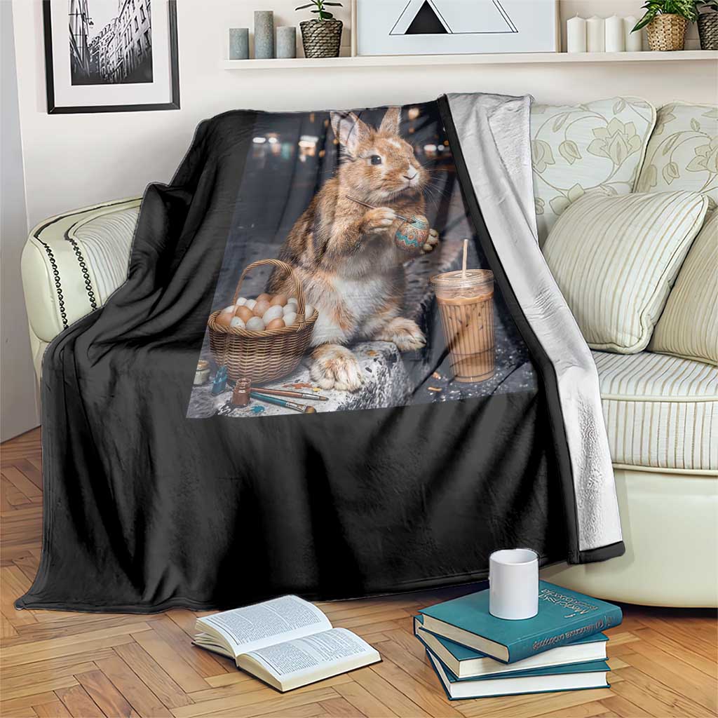 Easter Bunny Iced Coffee Throw Blanket Funny Rabbit Egg Painting TS14 Print Your Wear
