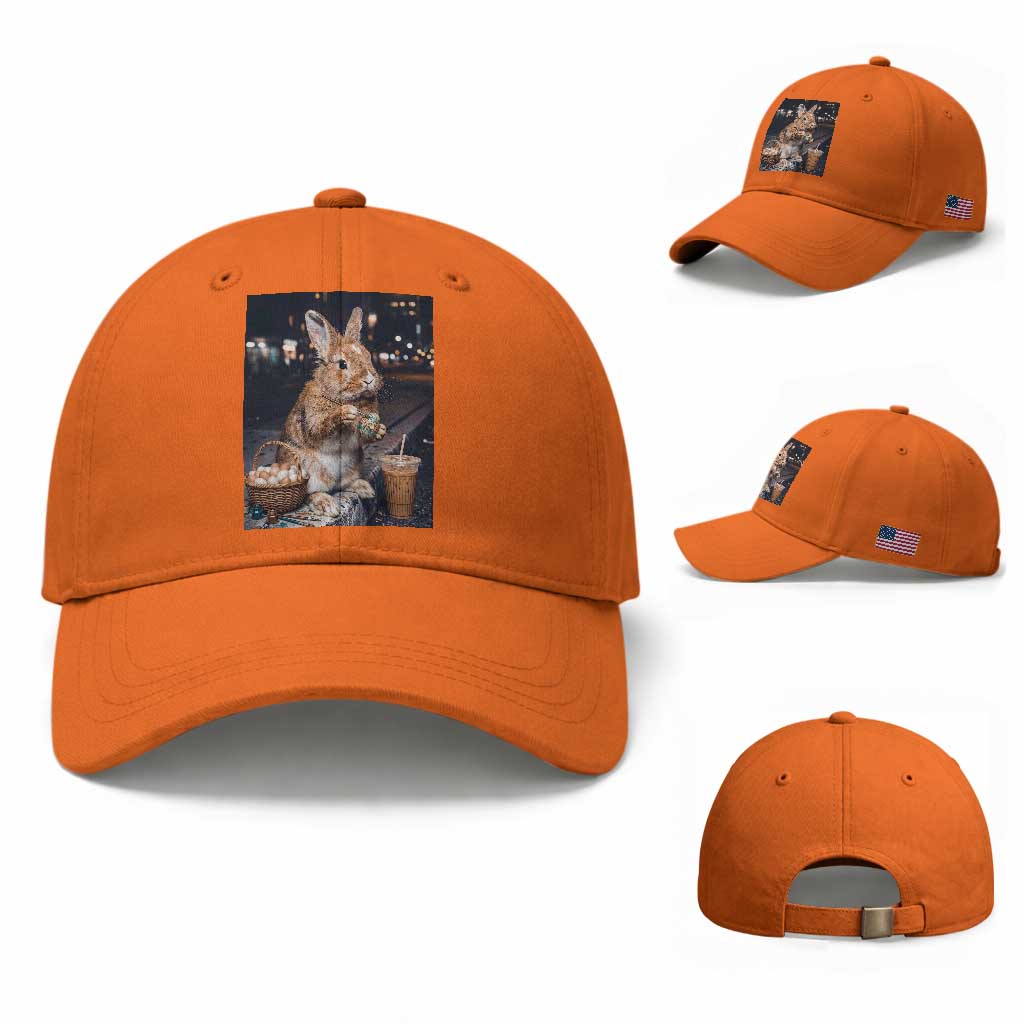Easter Bunny Iced Coffee Baseball Cap Funny Rabbit Egg Painting TS14 Baseball Cap Universal Fit Orange Print Your Wear