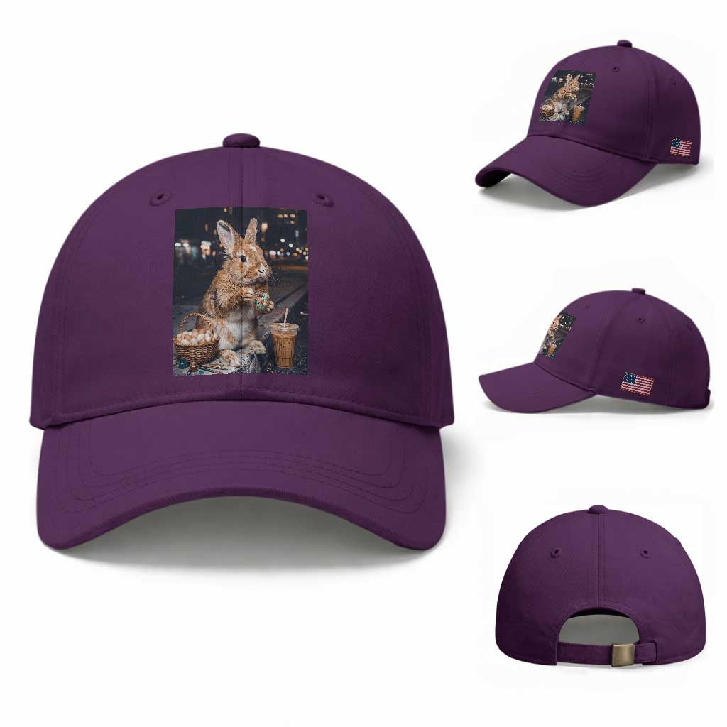Easter Bunny Iced Coffee Baseball Cap Funny Rabbit Egg Painting TS14 Baseball Cap Universal Fit Purple Print Your Wear